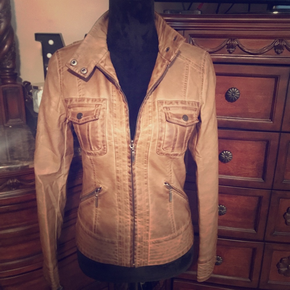 Tan leather jacket